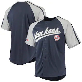 mens stitches navy new york yankees button down raglan repl